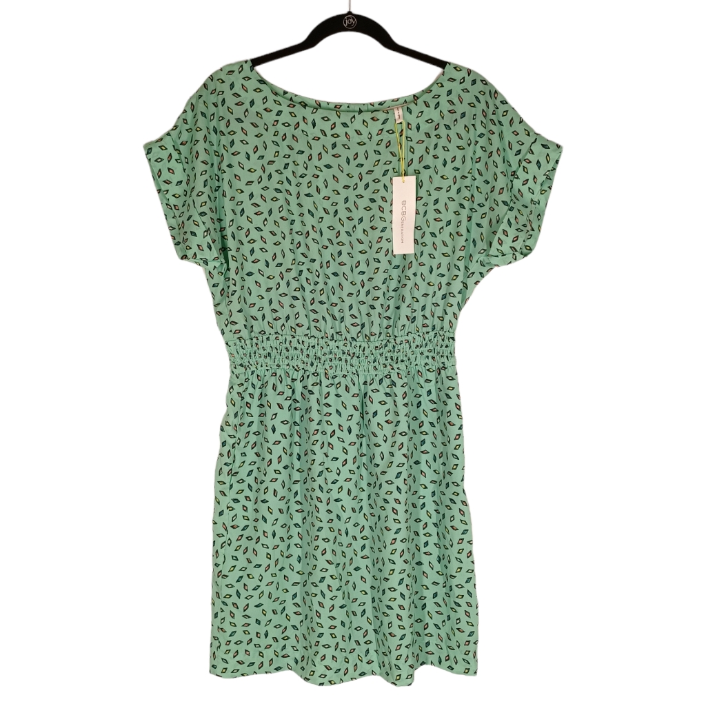 Bcbgeneration Seafoam Green Multi Colorful Geometric Print Short Sleeve Dress M